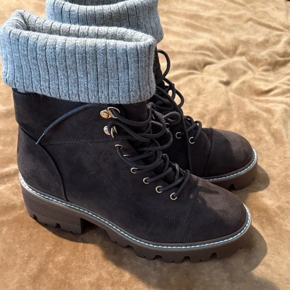 JustFab Brown Lace Up Boots - Picture 2 of 6